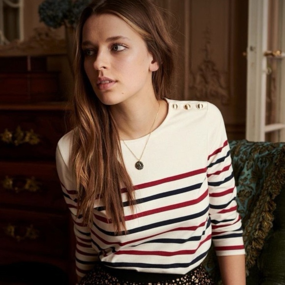 Sezane Loic Stripe Jersey Mariniere Size S